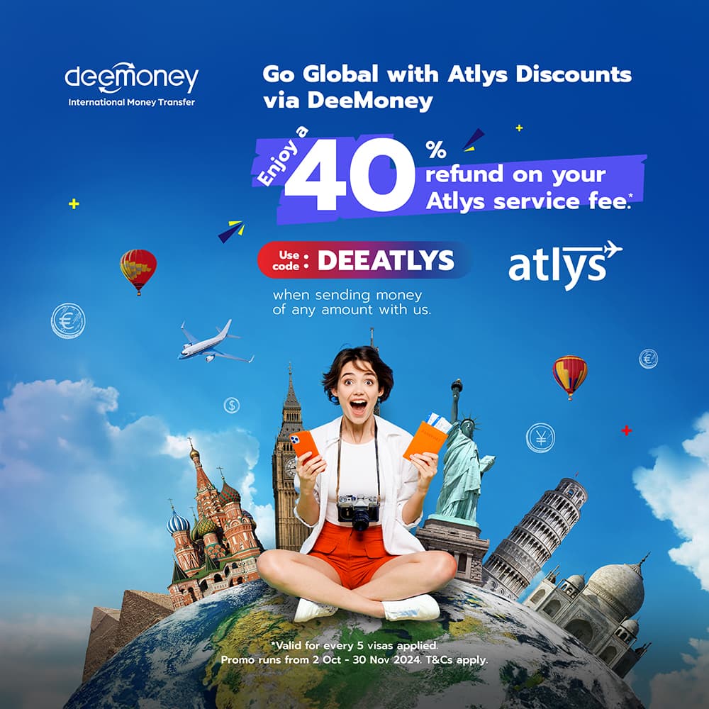 Go global with Atlys discounts via DeeMoney