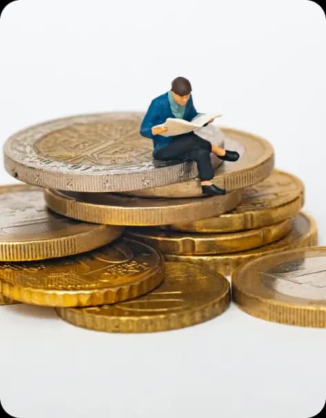 Man sitting on coins